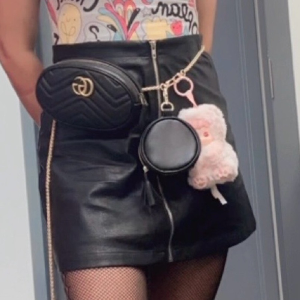 Black Leather Skirt with silver Accents